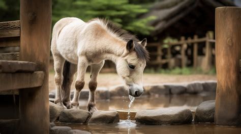 Drinking Fountain The Baby Horse Water From A Backgrounds | JPG Free ...