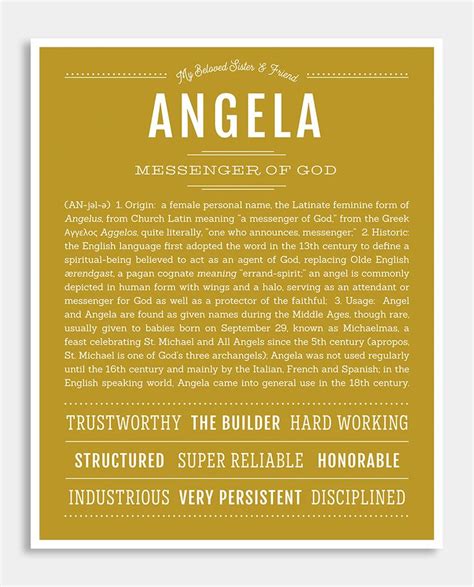 Angela | Classic Name Print | Classic names, Names, Names with meaning