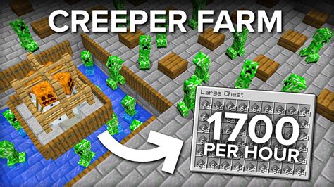 Minecraft Creeper Farm - No Cats, No Redstone - 1700+ Gunpowder Per Hour! - YouTube