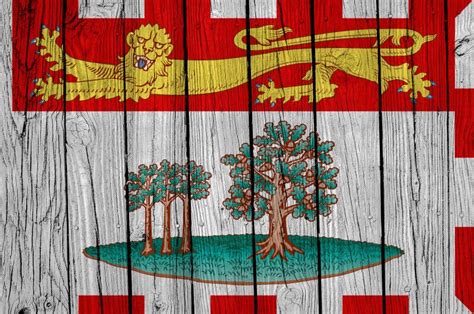 Prince Edward Island, PEI Flag Over Wood Planks Editorial Photography ...