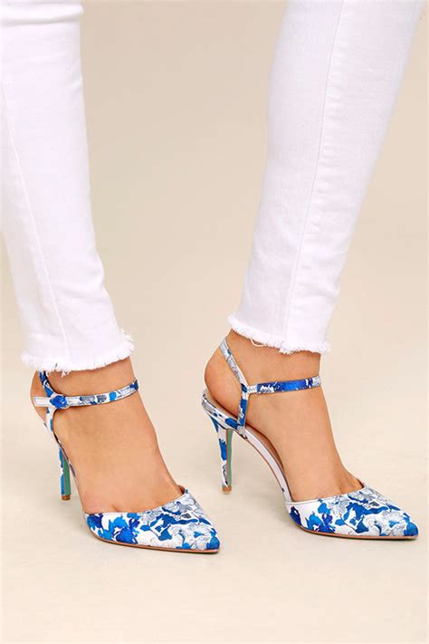 Betsey Johnson SB-Anina - Blue Floral Print Heels - Print Pumps - $99. ...