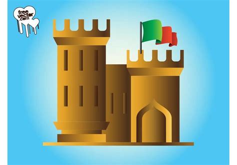 Castle With Flag - Download Free Vector Art, Stock Graphics & Images