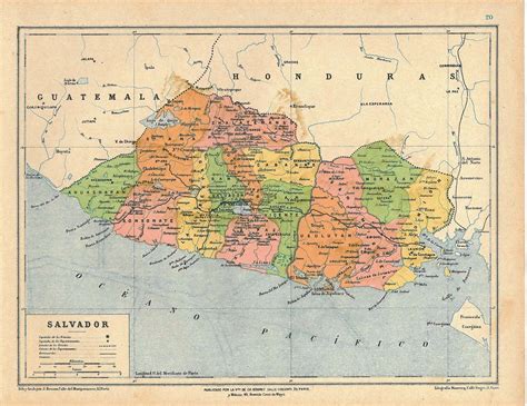 1929 Vintage Map of El Salvador Large Map