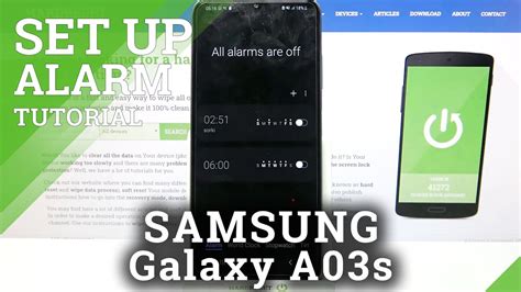 How to Set Up Alarm Clock on SAMSUNG Galaxy A03S – Alarm Clock Settings - YouTube