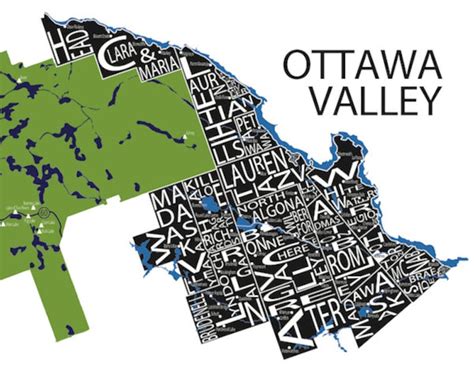 Typographic Map of Renfrew County Ottawa Valley Map - Etsy