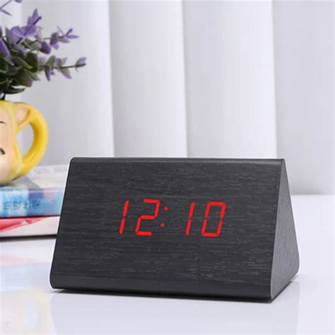 Hot Selling Modern Wooden Alarm Clock Thermometer Desk Clocks LED ...