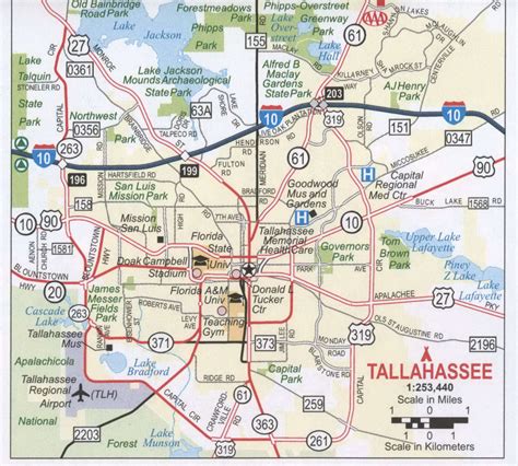 Tallahassee FL road map, Free map highway Tallahassee city surrounding area