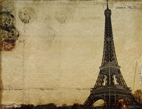 Paris vintage postcard stock illustration. Illustration of attraction ...