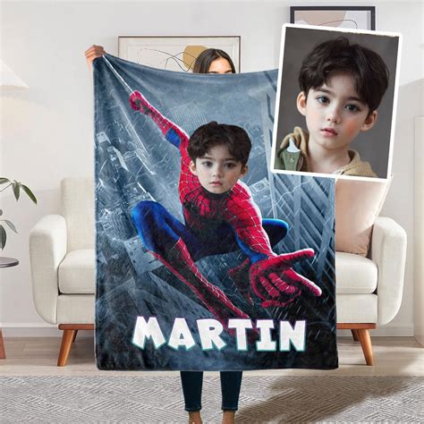 Personalized Blanket With Photo, Custom Cartoon Blanket With Face, Superhero Blanket for Kids ...