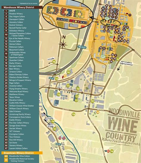 Woodinville Wine Country Map - Warehouse/Downtown - June 2014 | Winery map, Woodinville wine ...