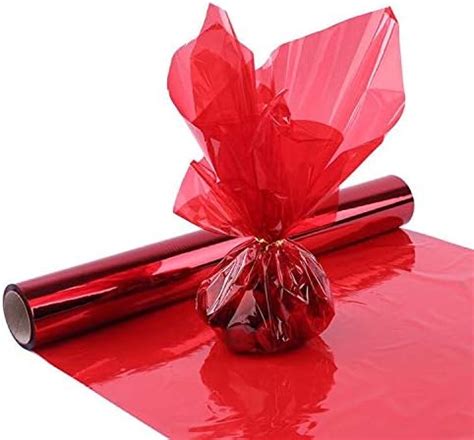 Amazon.com: Christmas Red Cellophane Wrap Roll, Translucent Red Cellophane Wrapping Paper, 16 ...