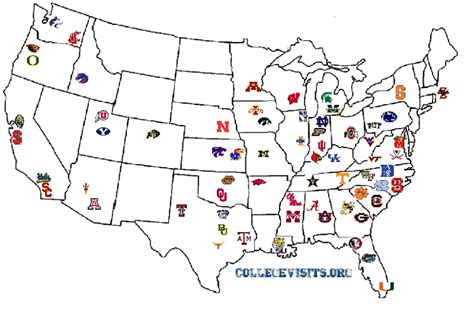 NCAA College Football Map Ncaa division institutions - anacollege