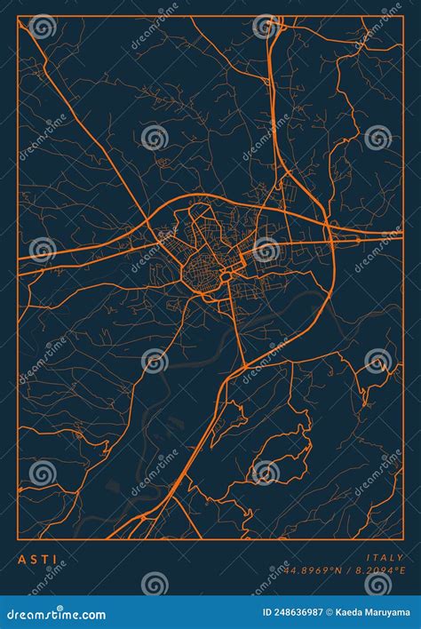 Asti Italy City Map Blue Gold Stock Illustration - Illustration of italy, roads: 248636987