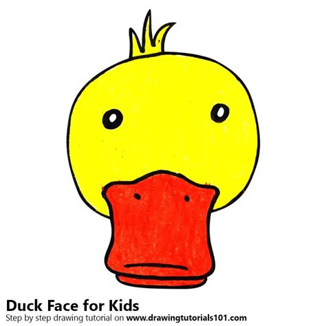 Learn How to Draw a Duck Face for Kids (Animal Faces for Kids) Step by Step : Drawing Tutorials