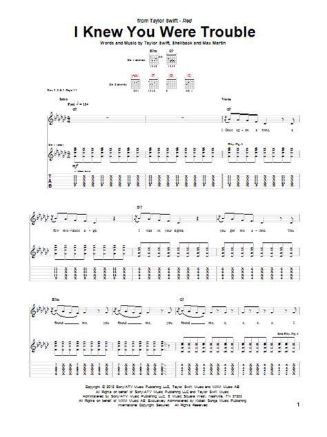 I Knew You Were Trouble by Taylor Swift - Guitar Tab - Guitar Instructor