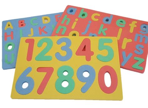 Set of 3 Foam Puzzle Mats Numbers Capital and Lower Case