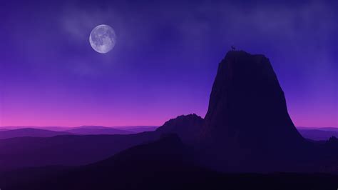 Mountain Moon Night Dusk 4K #4780f Wallpaper PC Desktop