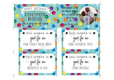 Birthday Coupons Editable Coupon Book Happy Birthday Gift | Etsy