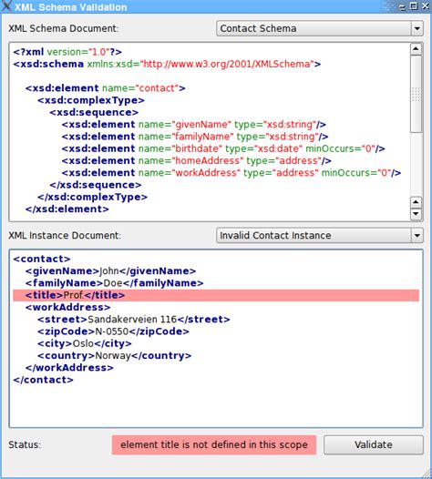 XML Schema Validation Example | Qt XML Patterns 5.15.17