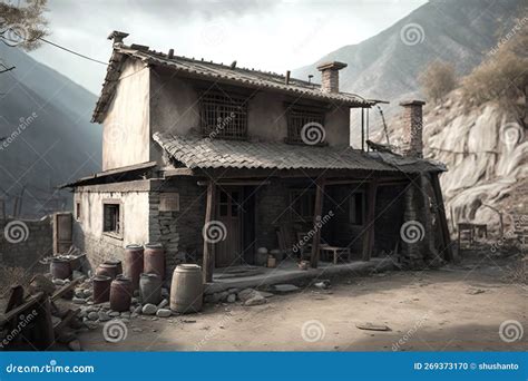 Illustration of a Poor and Old House Stock Illustration - Illustration ...