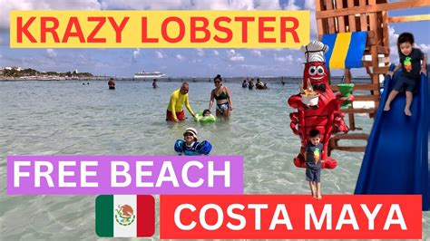 KRAZY LOBSTER FREE BEACH ACCESS in COSTA MAYA, MEXICO, GREAT for KIDS BABIES TODDLERS - YouTube