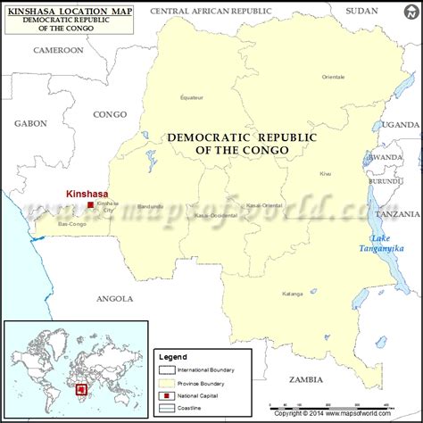 Where is Kinshasa | Location of Kinshasa in Democratic Republic of the Congo Map