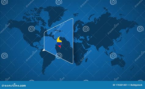 Detailed World Map with Pinned Enlarged Map of Colombia and Neighboring Countries Stock Vector ...