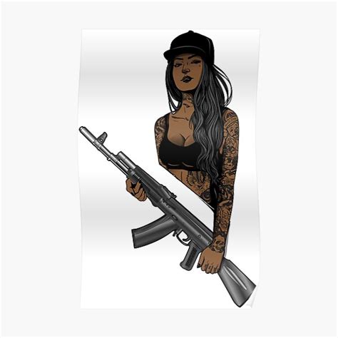 "Girl with Ak-47" Poster for Sale by emphatic | Redbubble