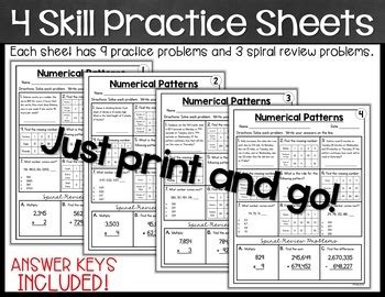 5th Grade Math Homework Numerical Patterns Worksheets by Shelly Rees