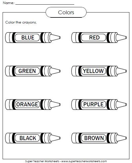 Printable Colors Worksheet | Color the Crayons!