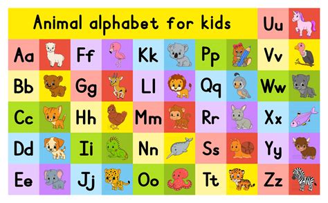 English alphabet with cartoon characters. Vector set. Bright color ...