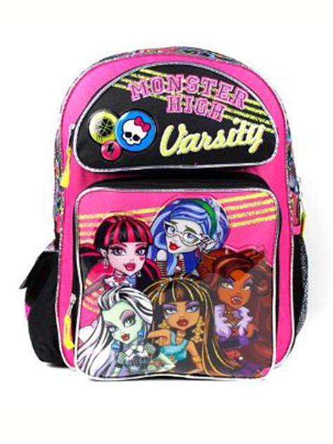 Monster High Backpack - Pink Varsity 16 Large Girls School Book Bag ...