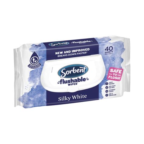 Buy Sorbent Clean & Fresh Silky White Flushable Wipes Soft Pack 40 pack ...