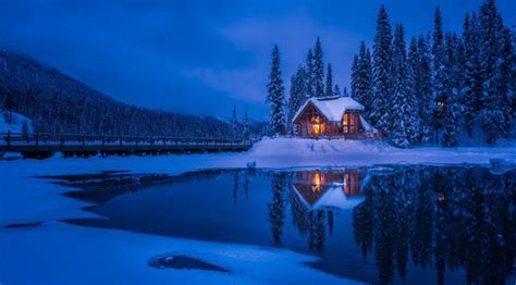 2037x919 Forest House Covered in Snow 4K 2037x919 Resolution Wallpaper ...