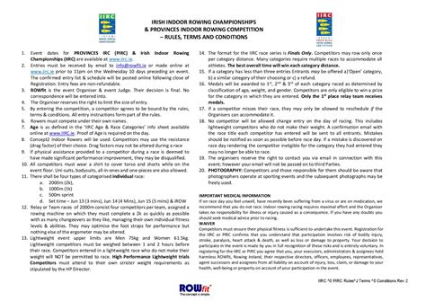 Rules, Terms & Conditions – IIRC & PIRC – Irish Indoor Rowing Championships