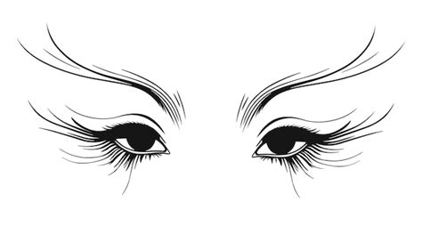 Premium Vector | A black and white drawing of a pair of eyes with long ...