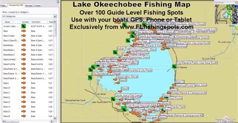 Lake Okeechobee Fishing Spots Map - Fish for Bass, Crappie and more