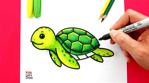 Cómo dibujar una TORTUGA DE MAR recién nacida | How to draw a cute Sea ...