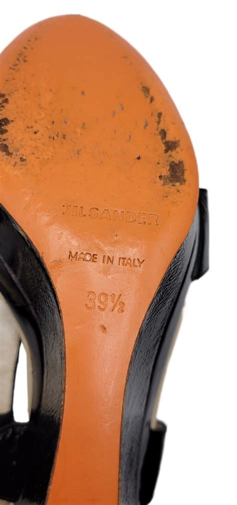 Jil Sander Black Patent Leather Strappy Open Toe Plat… - Gem