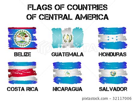 Flags of Central America countries-插圖素材 [32117006] - PIXTA圖庫