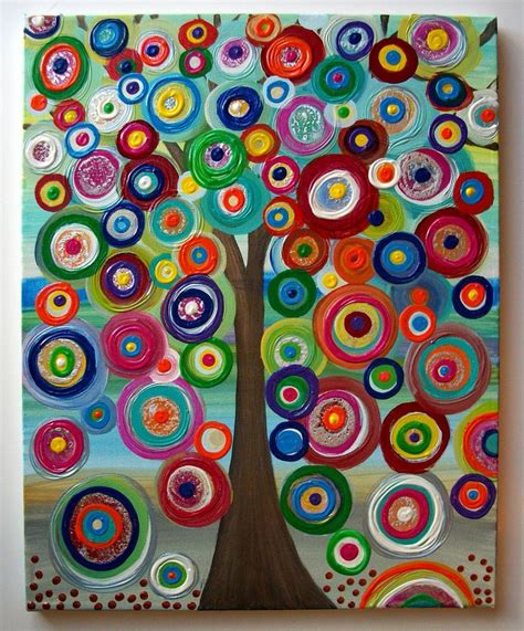 Childrens Canvas Wall Art Abstract Acrylic Painting on 20Lx16W Canvas Beautiful Colors and ...