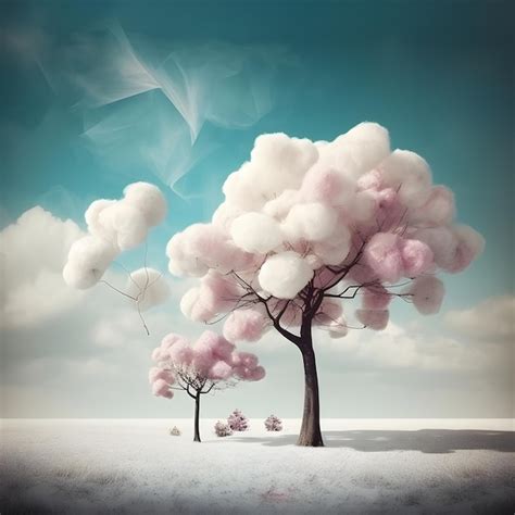 Premium Photo | A picture of a tree with clouds and the sky is blue.