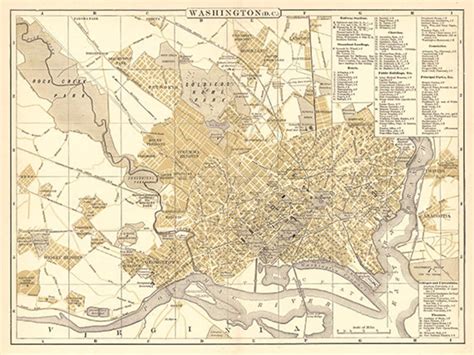 Washington DC map print map vintage old maps Antique map | Etsy