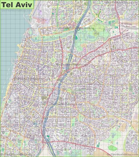 Large detailed map of Tel Aviv - Ontheworldmap.com