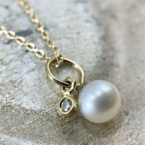 Pearl And Diamond Pendant Necklace