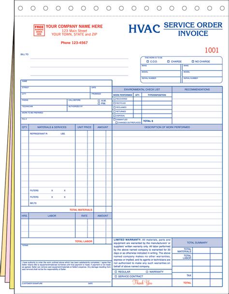 Free Printable Hvac Invoice Template