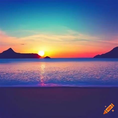 Sunset view of mountains on the beach