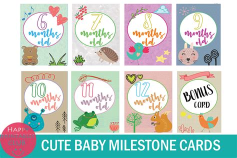 18 Cute Baby Milestone Cards-Baby Milestone Printables (162950) | Card Making | Design Bundles