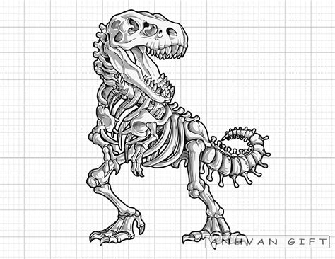 T Rex Skeleton Coloring Page