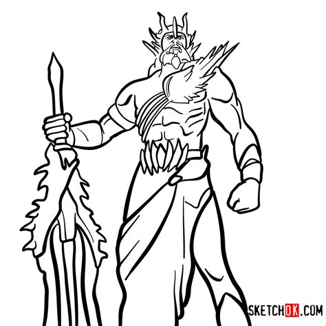 How to draw Poseidon | God of War - SketchOk - step-by-step drawing ...